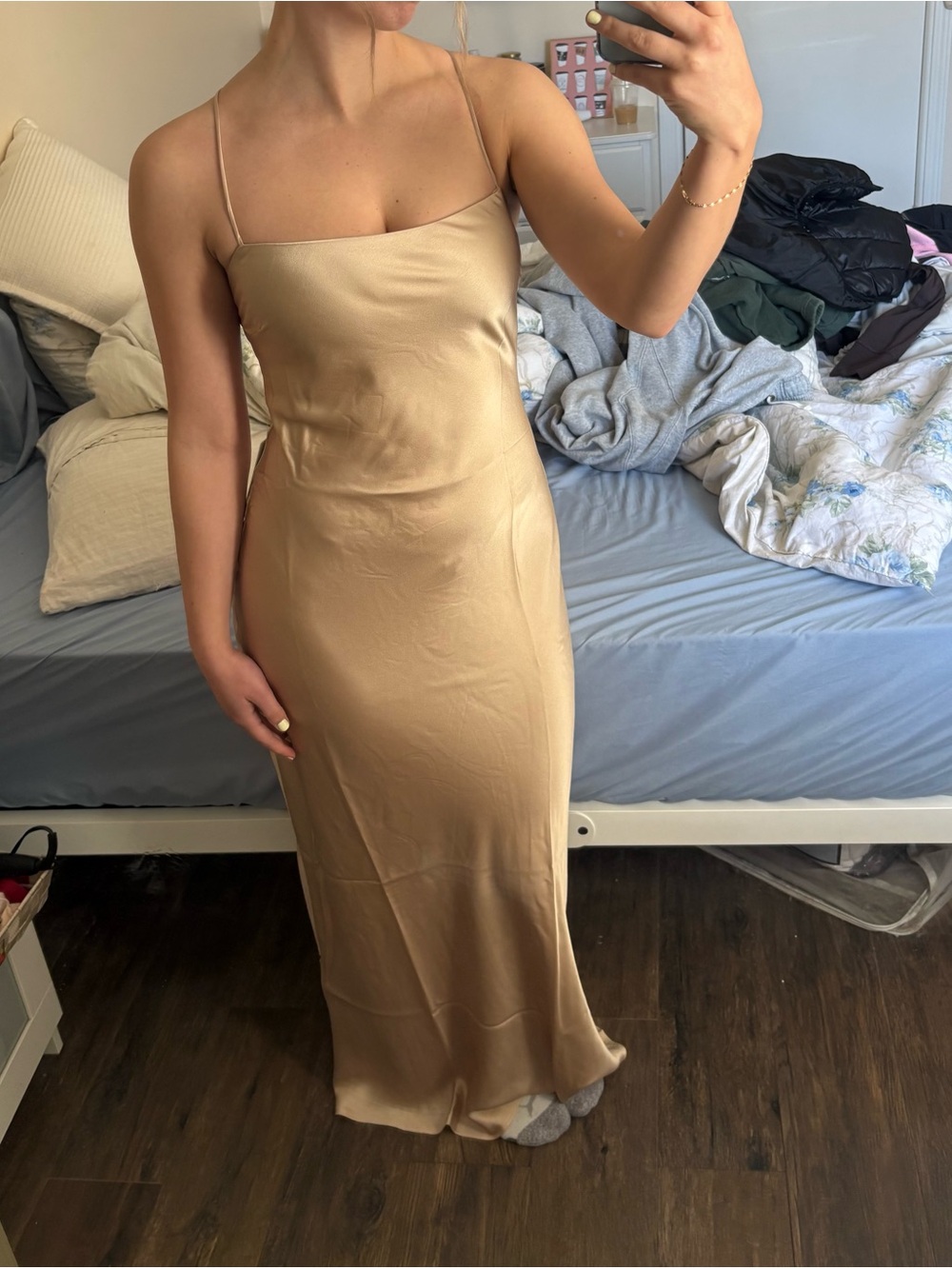 Show Me Your MuMu Champagne Satin Slip Maxi Dress